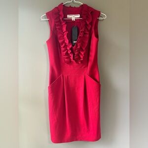 NWT French Laundry by Neto, size 4, body con, mini red dress with ruffles